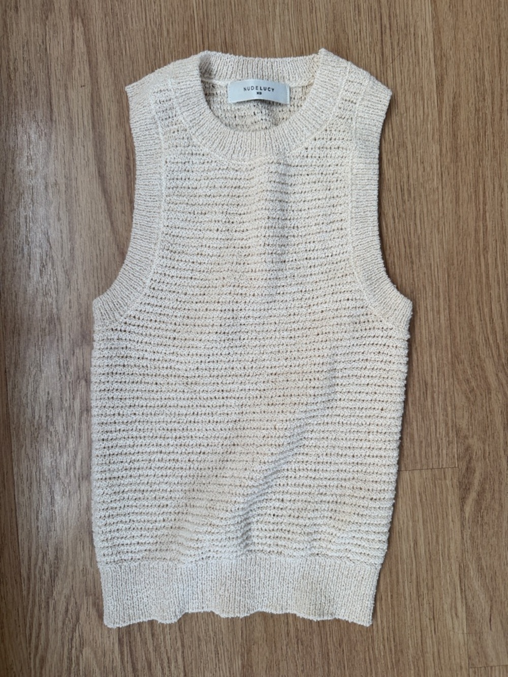 Nude Lucy Cream Knit Sleeveless V-Neck Sweater